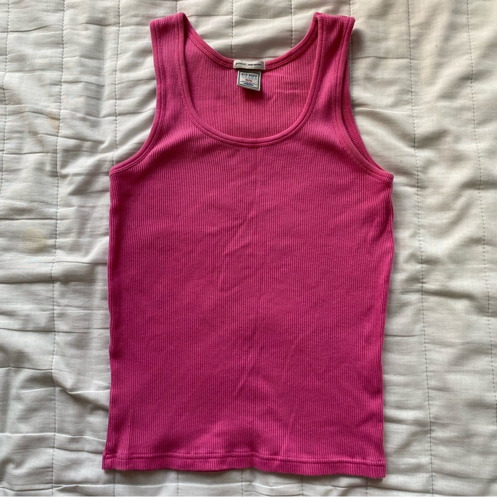 Old Navy Hot Pink Ribbed Tank Top - Women's Sleeveless
